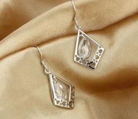 Solid 925 Sterling Silver Charming Elegant Lady Earrings
