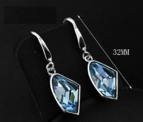 Solid 925 Sterling Silver with Swarovski Rhinestone Lady Earrings